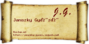 Janszky Győző névjegykártya